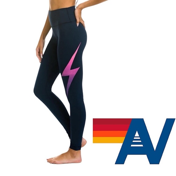 Aviator Nation Pants - Aviator Nation Lightning Bolt Leggings Size Medium